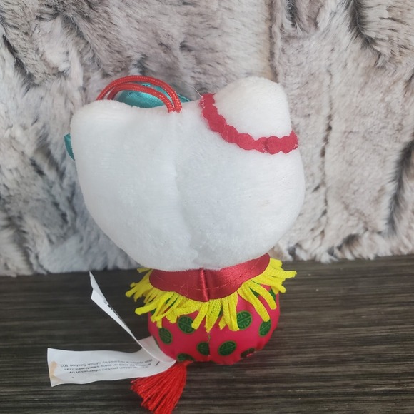 Sanrio Hello Kitty 2023 Japanese Inspired Mini 4" Plush Ornament Teal Bow - Picture 3 of 5